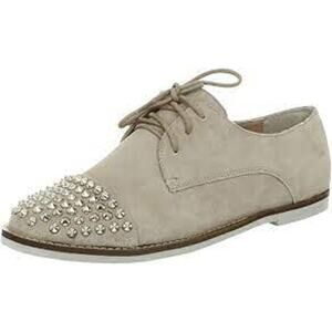 NEW Steve Madden Suede Oxford Flats Silver Studded Toes Sz 8
